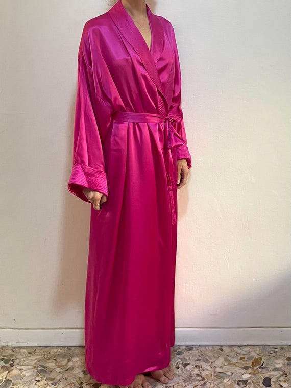 90s Gianni Versace Hot Pink Silk Satin Luxurious Oversize