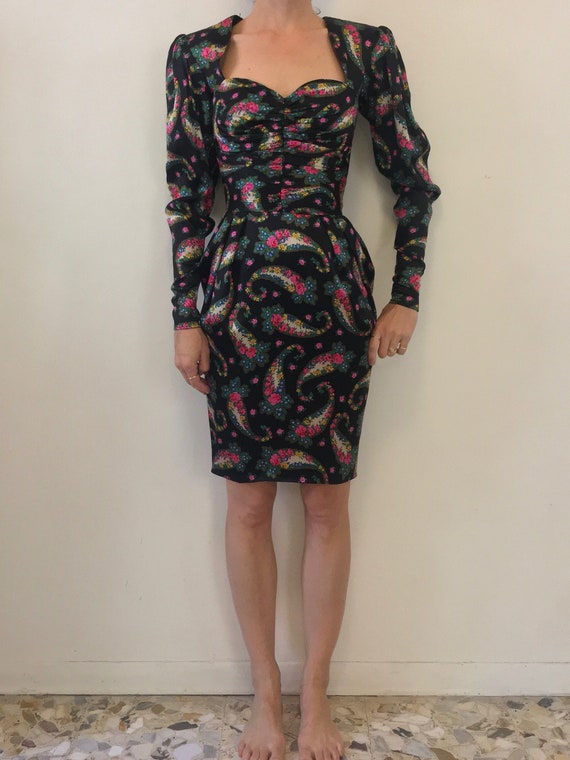 80's Ungaro Power Shoulder Floral Silk Sweet Heart Etsy