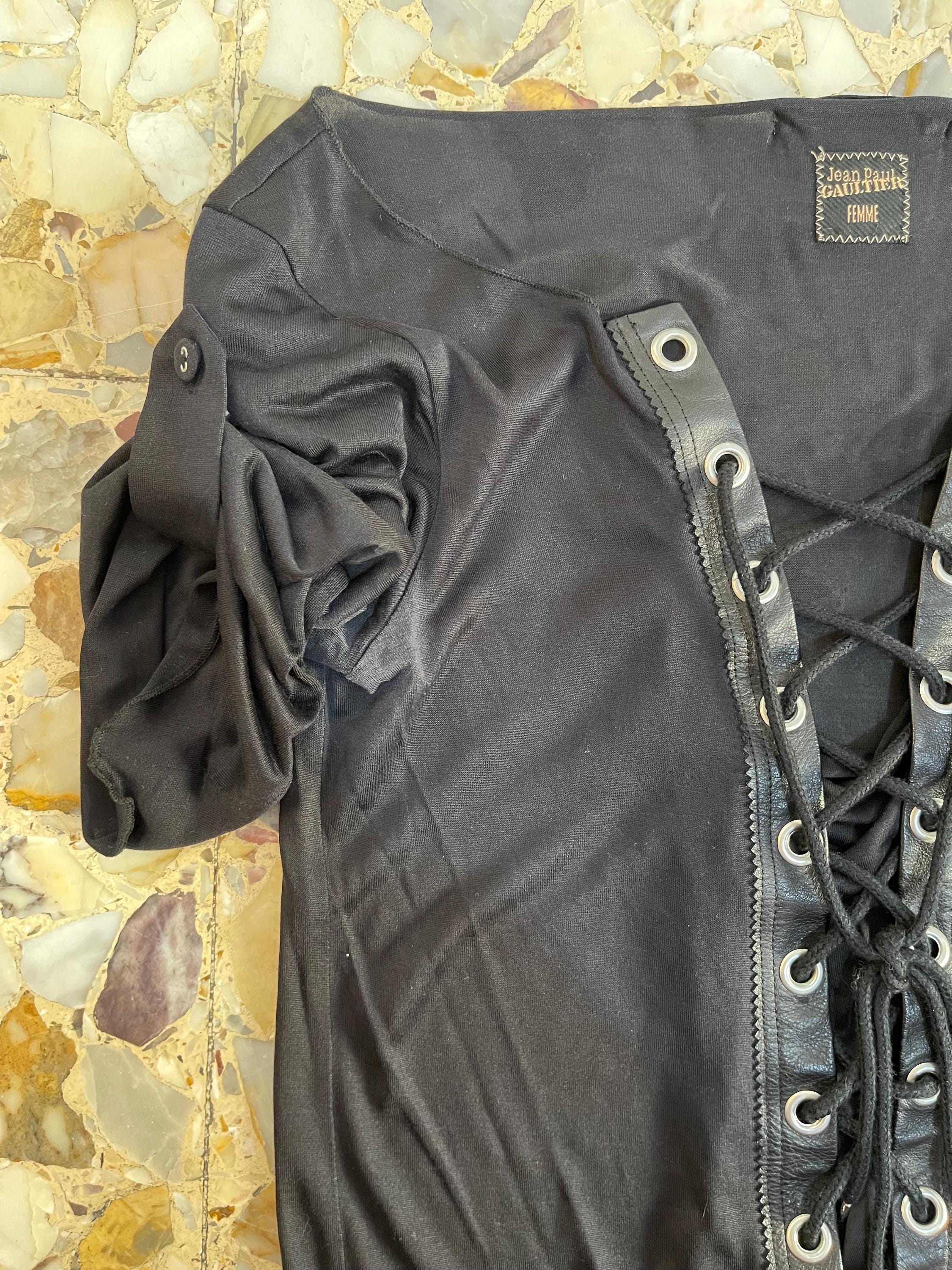 90s Jean Paul Gaultier Lace up Sexy Rock N Roll Top Silk Jersey - Etsy