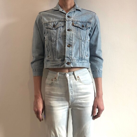 Levi denim cropped jacket deals