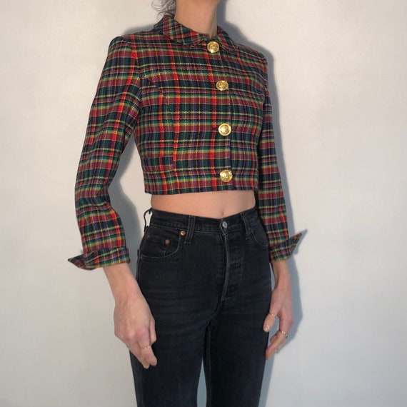 VERSACE JEANS COUTURE 90s ロングコート 90s Versace Jeans Couture Tartan Cropped Jacket With Maxi