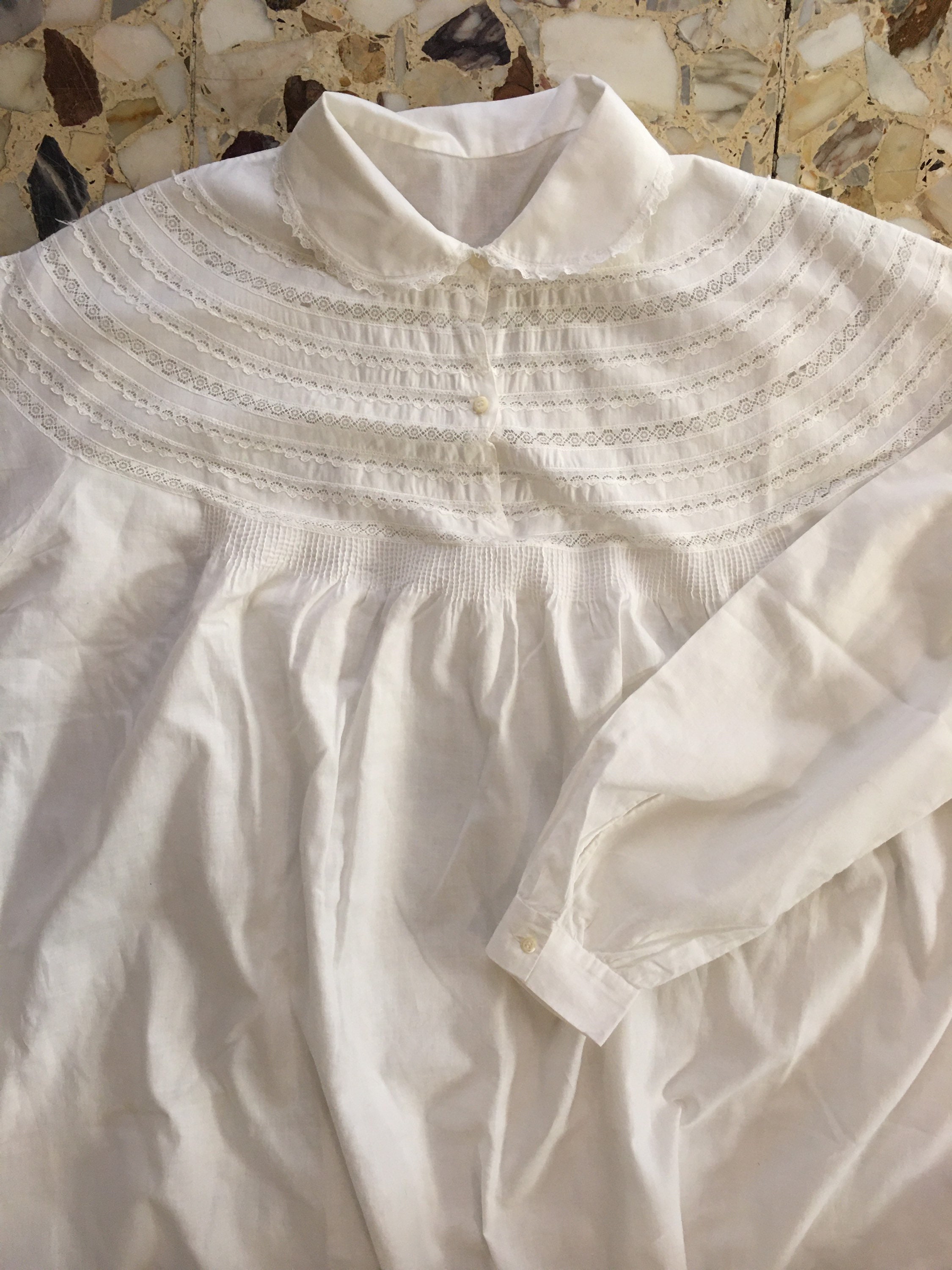 40s White Cotton Nightgown With Lace Inset Bodice Victorian | Etsy