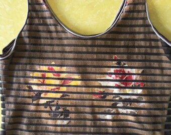 90s Jean Paul Gaultier Floral Striped Sheer Mesh Club Kid Tank
