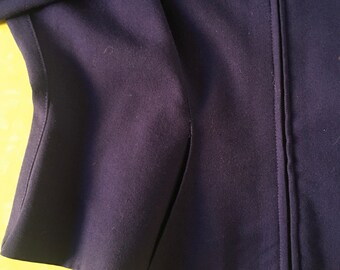 80s Thierry Mugler Activ Dark Purple Zip up Jacket and Skirt Suit  