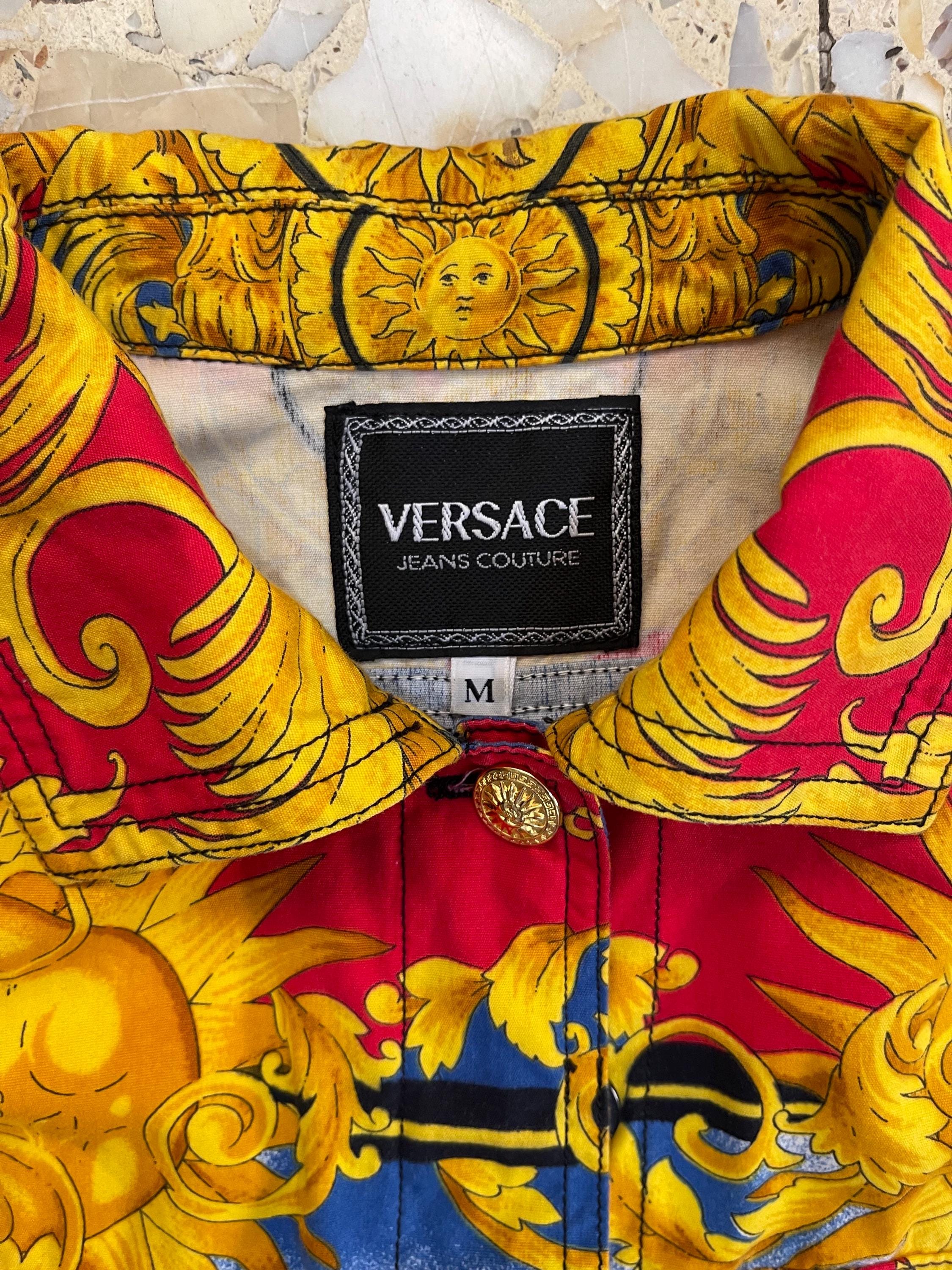 90s Gianni Versace Sun King Baroque Cropped Super Model Jeans
