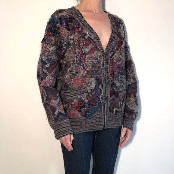 80s Missoni Patchwork Multi Color Amazing Cardigan Wool