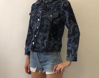 ジャケット・アウター 80s vintage flower denim jeans jacket s-l400.jpg