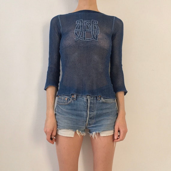 90s Jean Paul Gaultier 2000 Logo Net Stretch Mesh
