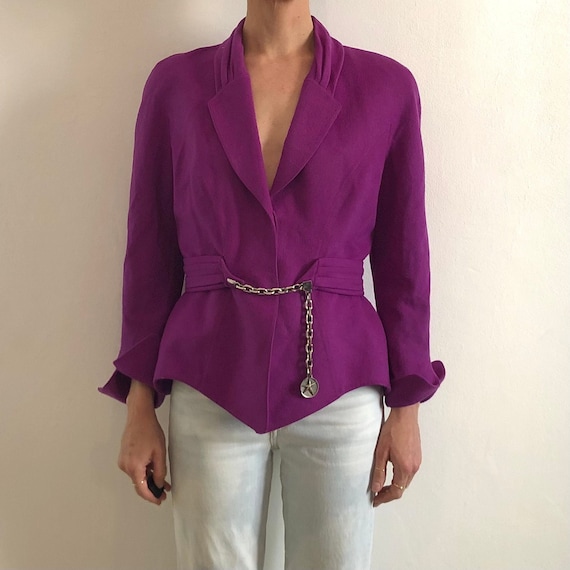 Buy 80s Thierry Mugler Wasp Waist Chain Closure Purple Wool Avant 