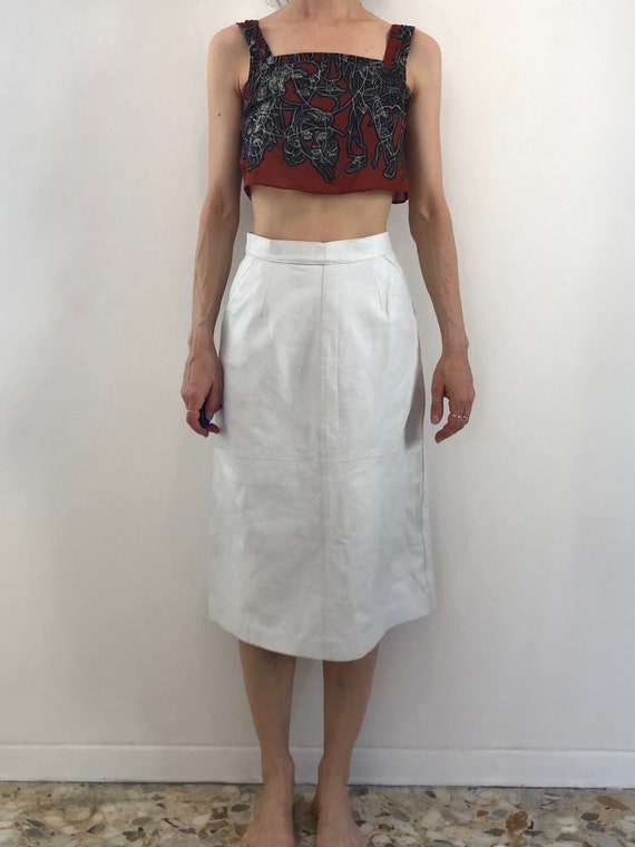 70s Vintage Brown & White A-Line Skirt 14 main image 1