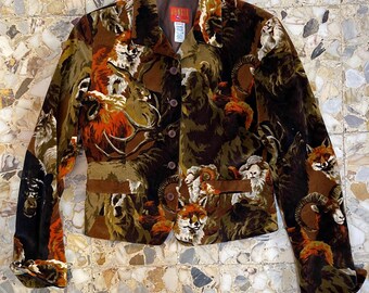 80s Kenzo Jungle Velvet Animal Print Blazer Jacket Bears
