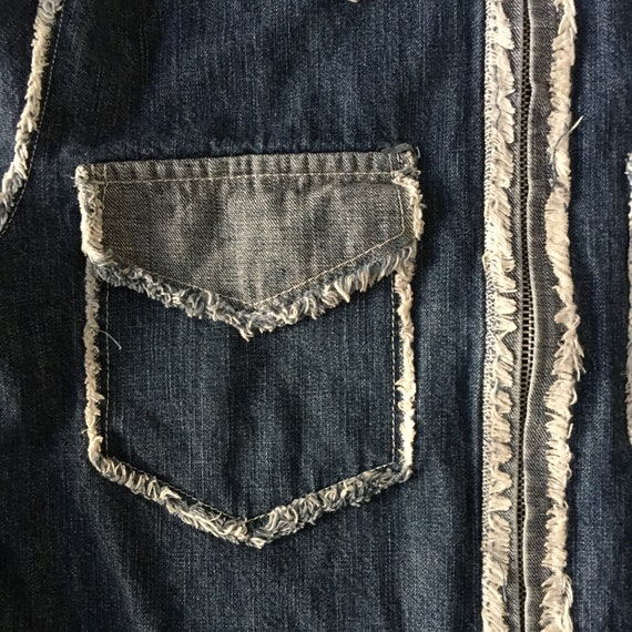 90s Jean Paul Gaultier Fringe Denim Club Kid Jeans Shirt 90s Jean Paul Gaultier Fringe Denim Club Kid Jeans Shirt