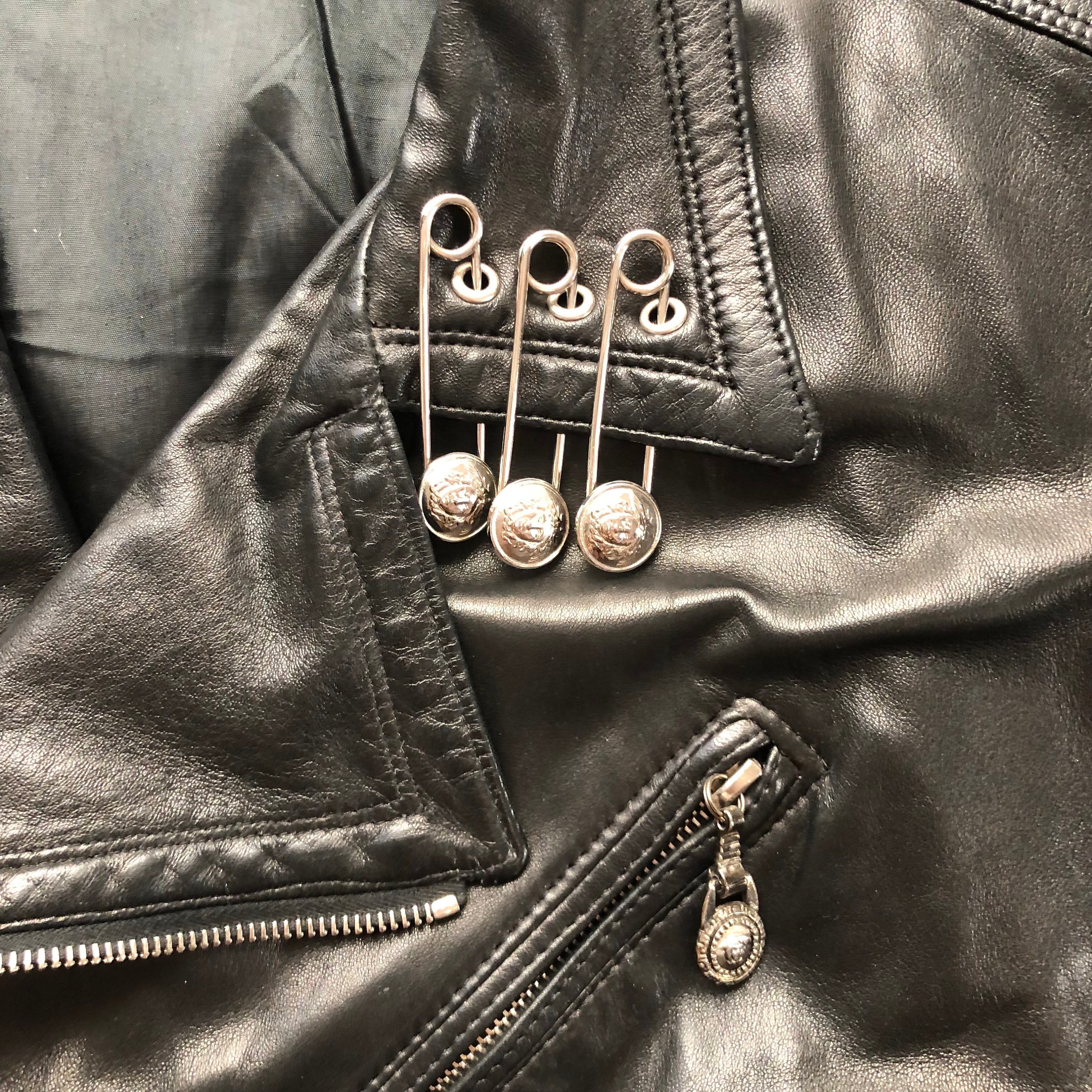 1994 Gianni Versace Punk Collection Safety Pin Black Leather