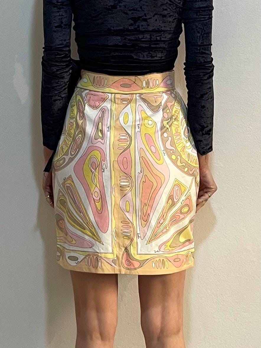 60s Emilio Pucci Psychedelic Cotton Mini Skirt Go-go Girl