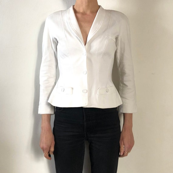 90s Thierry Mugler Long Sleeve Cotton Jacket Wasp Waist - Etsy