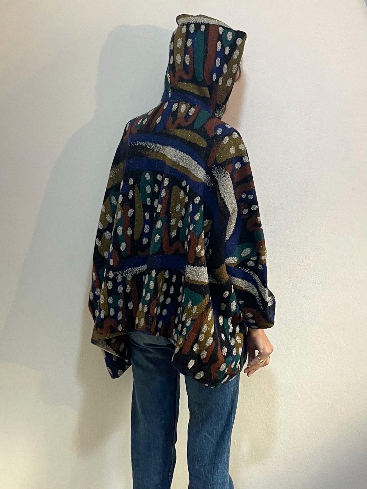 80s Missoni Oversize Wool Zip up Hooded Jacket Geometric Print - Etsy