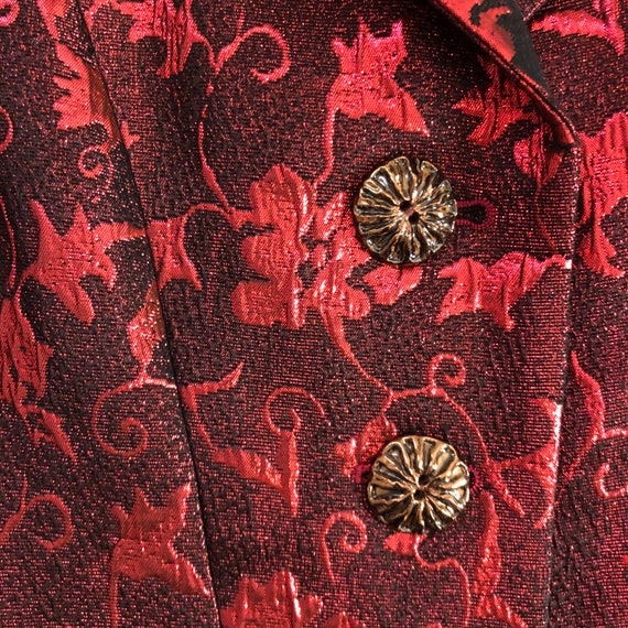 80s Yves Saint Laurent Rive Gauche Red Lurex Art Deco… - Gem
