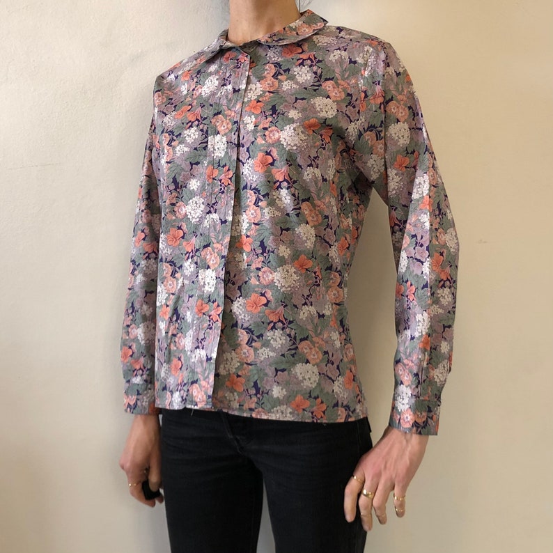 80s Cacharel Liberty La Chemiserie Fine Cotton Floral Blouse French Boho image 2