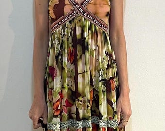 90s Jean Paul Gaultier Butterfly Print Soleil Mesh Feminine