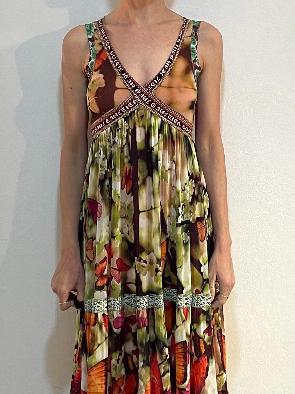 90s Jean Paul Gaultier Butterfly Print Soleil Mesh Feminine