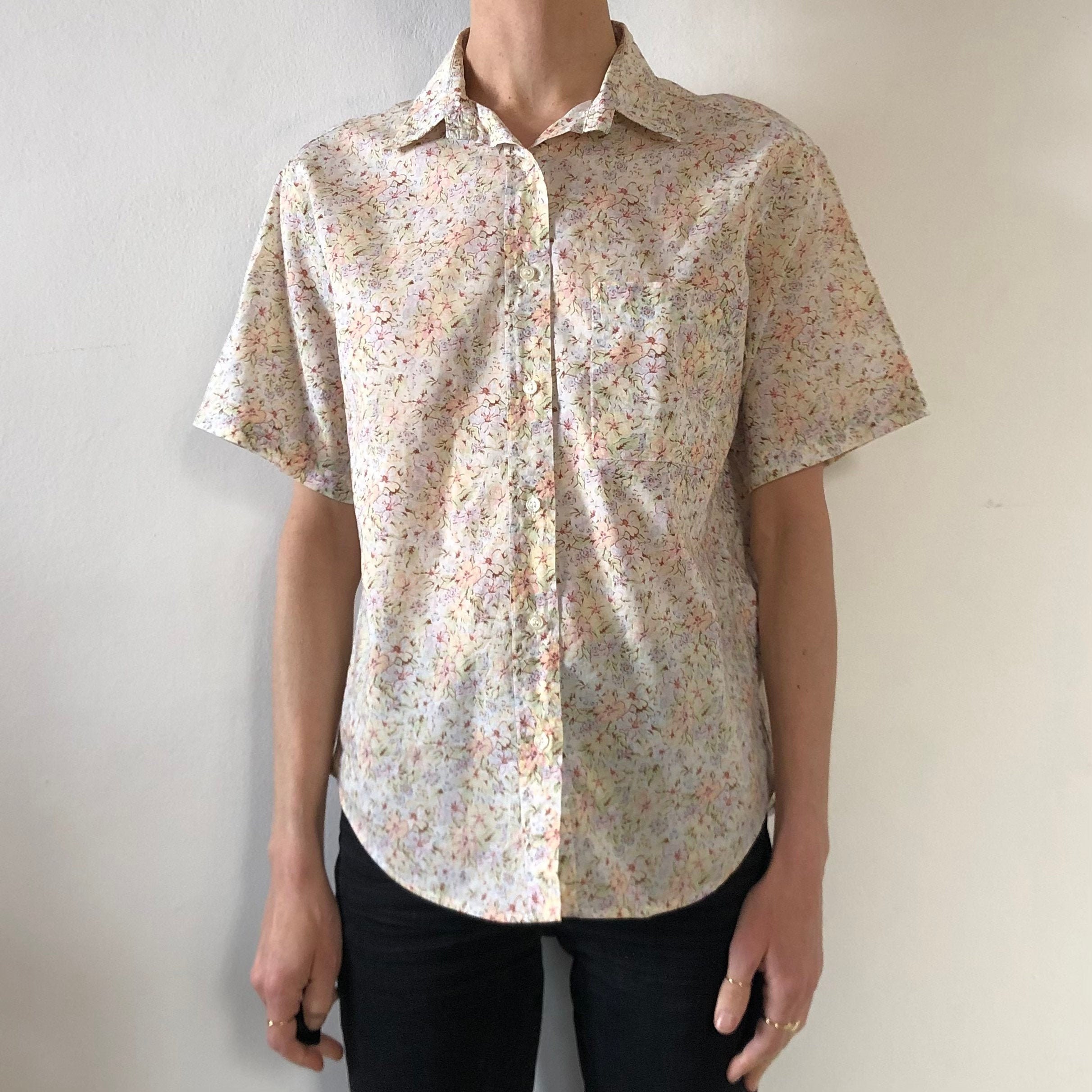80s Cacharel Liberty La Chemiserie Fine Cotton Short Sleeve
