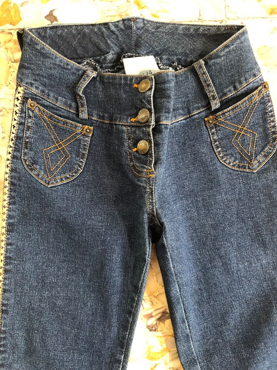 Y2K Plein Sud Stretch Denim Jeans Exposed Button,… - image 6