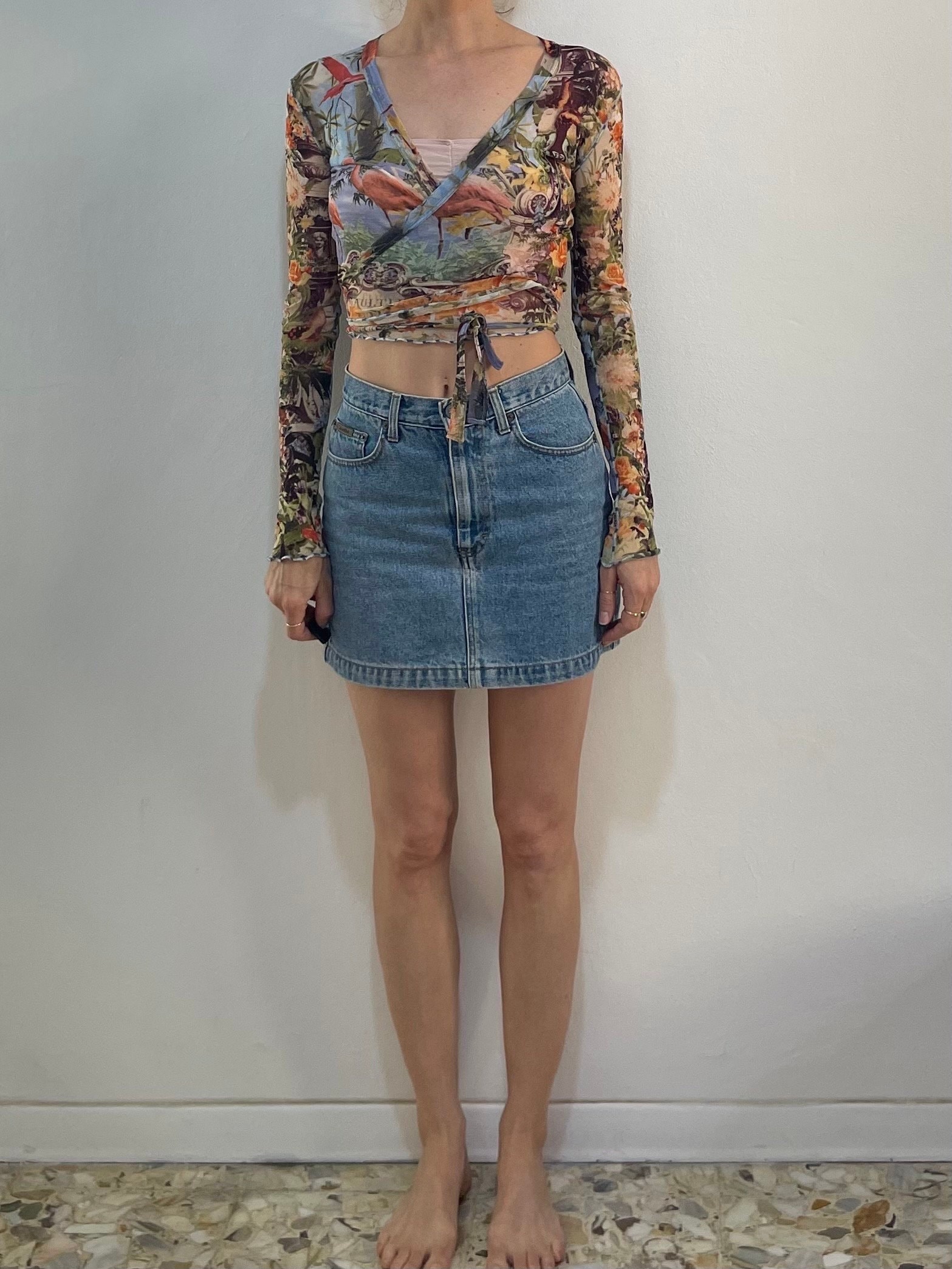 【受注生産品】 Jean 90s Paul Mesh Sheer Floral Flamingo Kid Club Gaultier トップス