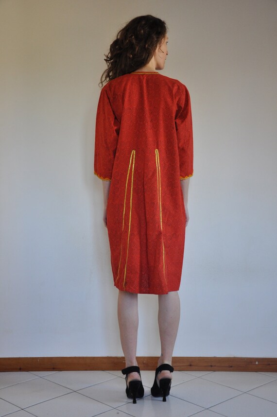 70s boho mirrored Indian caftan dress with embroi… - image 3