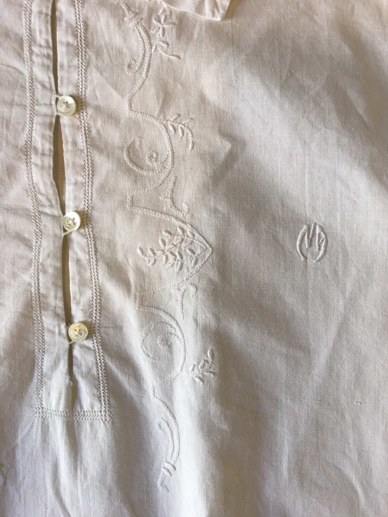 30s White Cotton Nightgown With Delicate Hand Embroidery and | Etsy