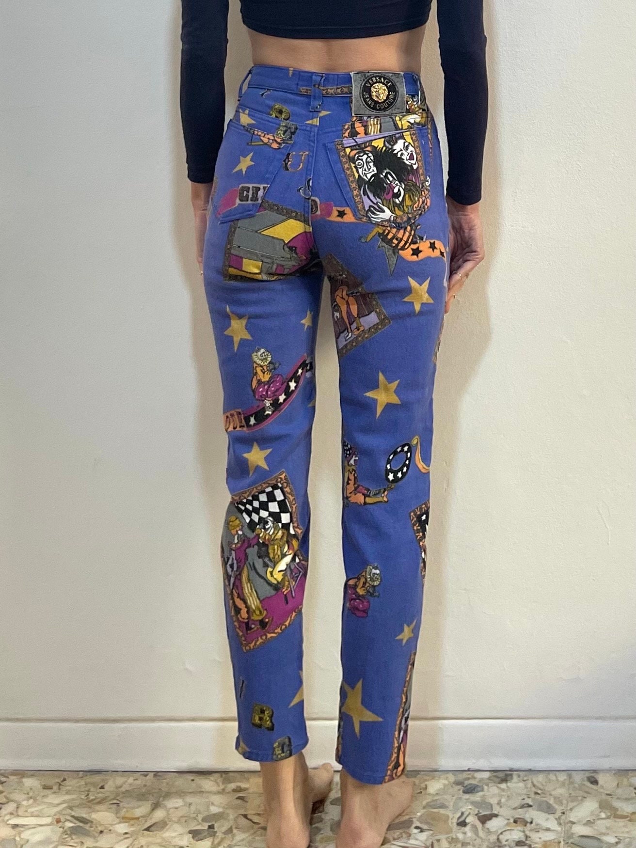 90s Versace Jeans Couture Crazy Clown Circus Super Model Jeans - Etsy