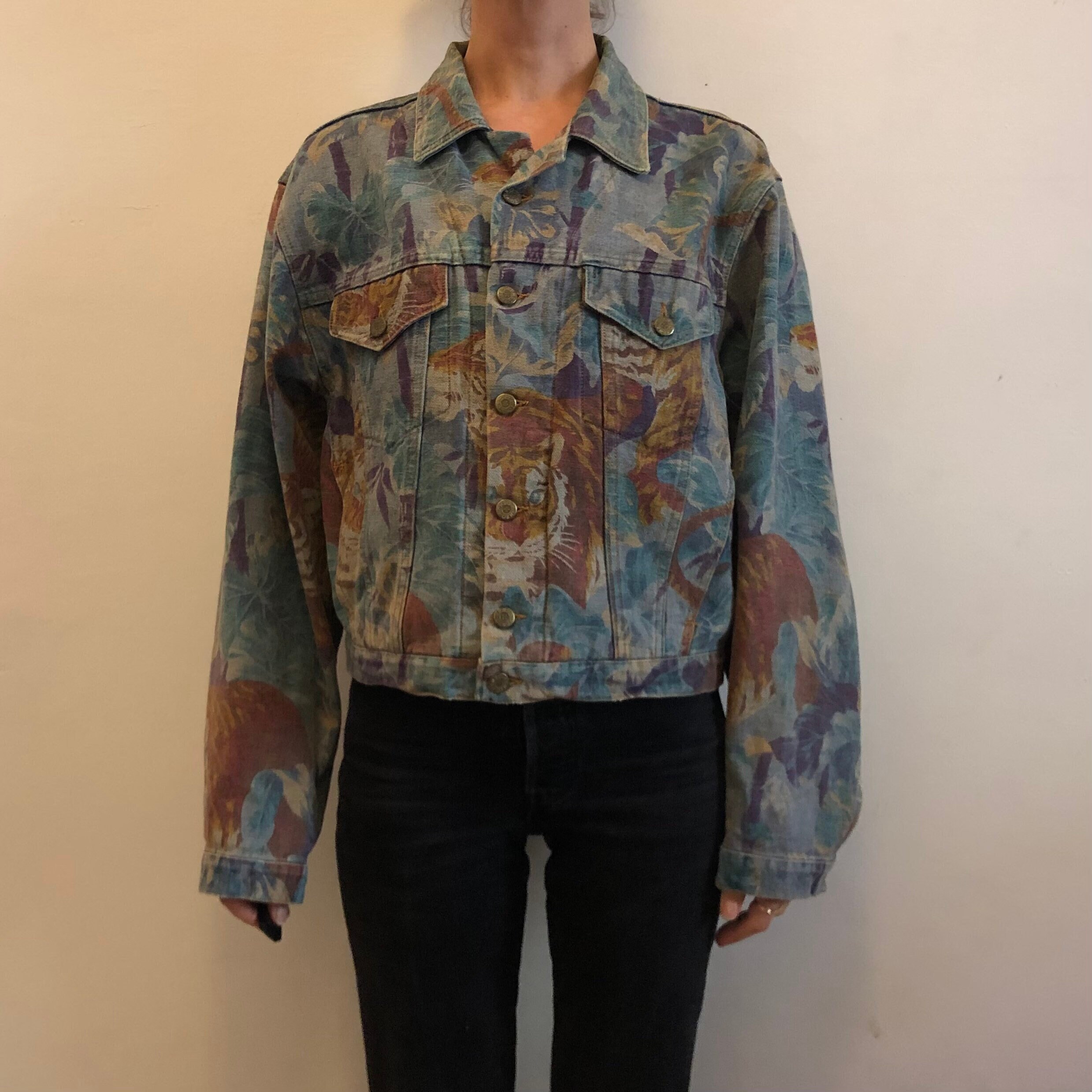 90s Kenzo Jeans Tiger All Over Animal Print Blue Jungle 90s Kenzo Jeans Tiger All Over Animal Print Blue Jungle