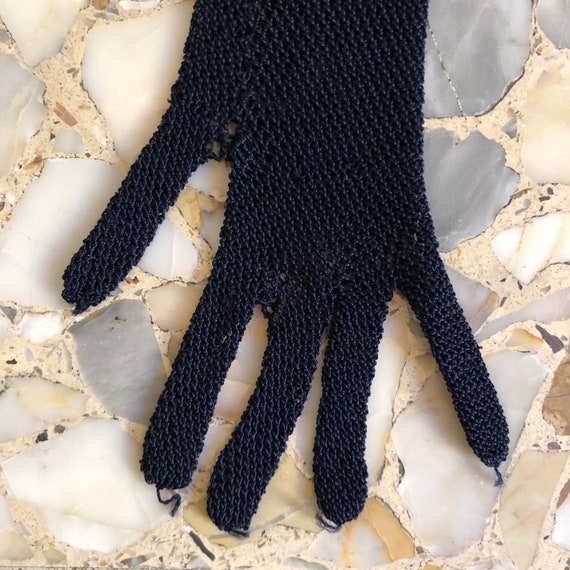 30s Crochet Dark Blue Cotton Lace Italian Hand Kn… - image 6