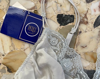 90年代 La Perla シルク レース ブラ スカイブルー ランジェリー