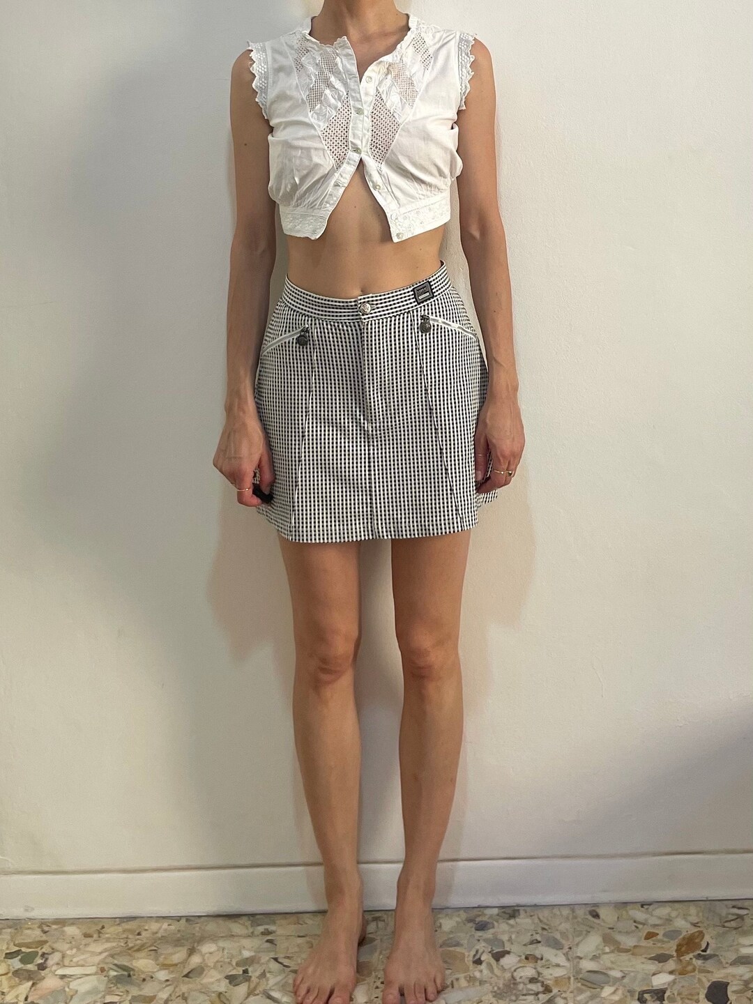 Versace スカート 90s Versace Jeans Couture Gingham Check Preppy A-line