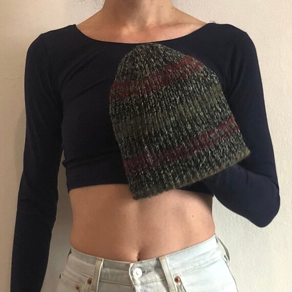 80s Missoni Uomo Wool Striped Grunge Beanie Winter Knit Hat