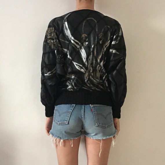 80s Hand Painted Leather Patchwork Crochet Batwin… - image 4