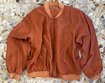 80s Sand Washed Silk Bomber Over Size Zip up Jacket - Etsy