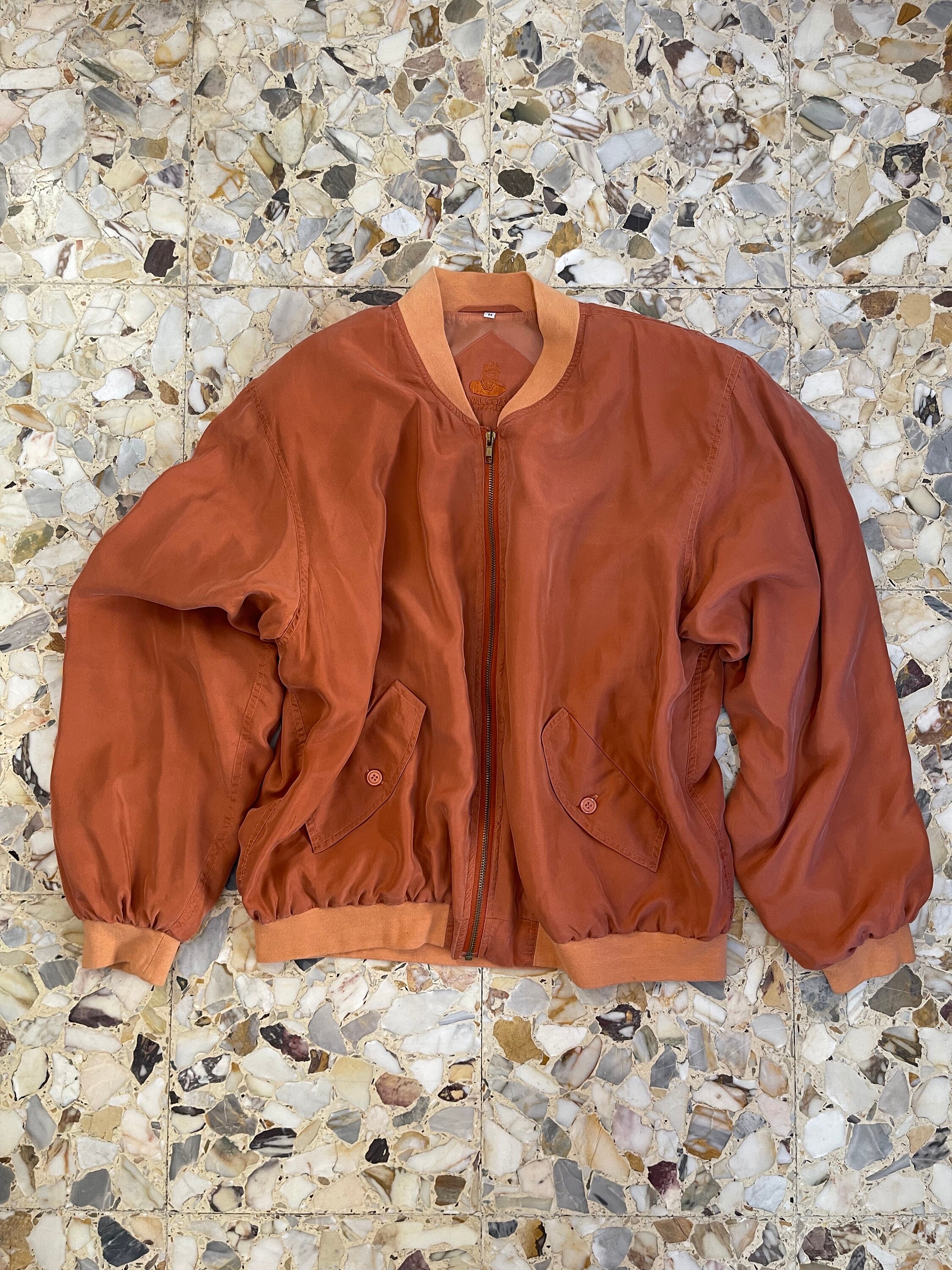 80s Sand Washed Silk Bomber Over Size Zip up Jacket - Etsy