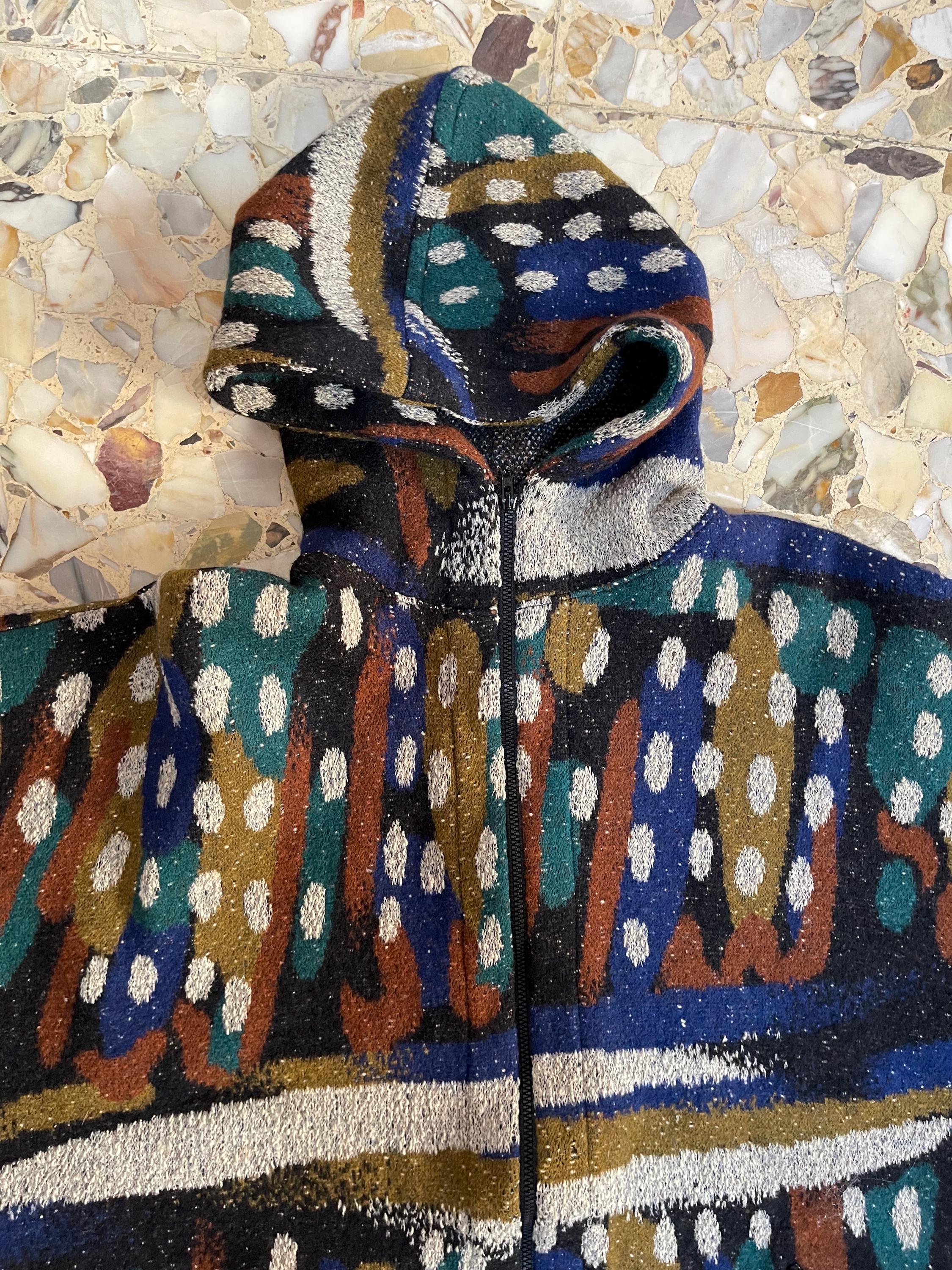 80s Missoni Oversize Wool Zip up Hooded Jacket Geometric Print - Etsy