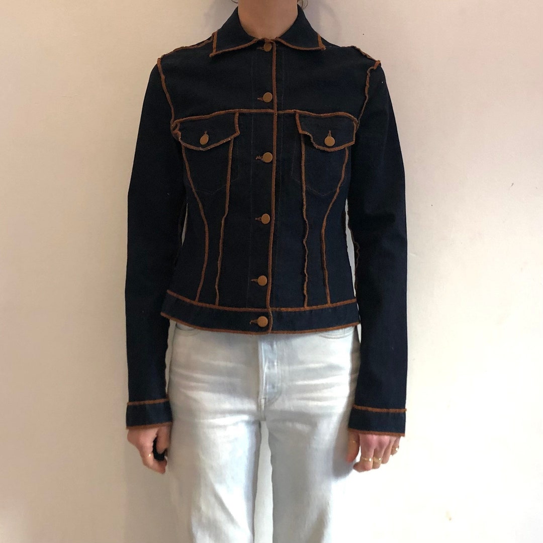 90s Jean Paul Gaultier Indigo Denim Embroidered Edge Club 90s Jean Paul Gaultier Indigo Denim Embroidered Edge Club