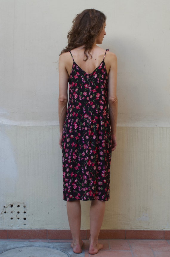 90s black floral rayon slip dress Clueless pretty… - image 3