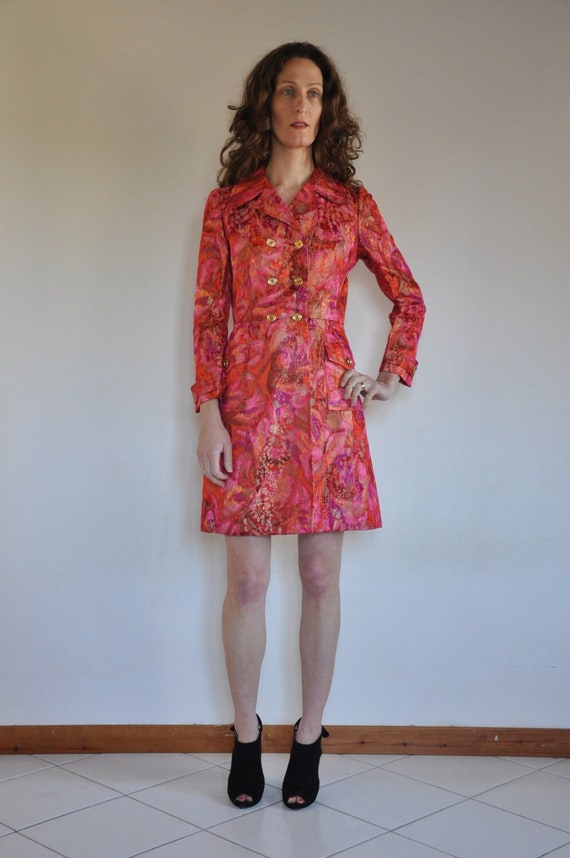 60s Psychedelic pink and gold tapestry jacket, Se… - image 1