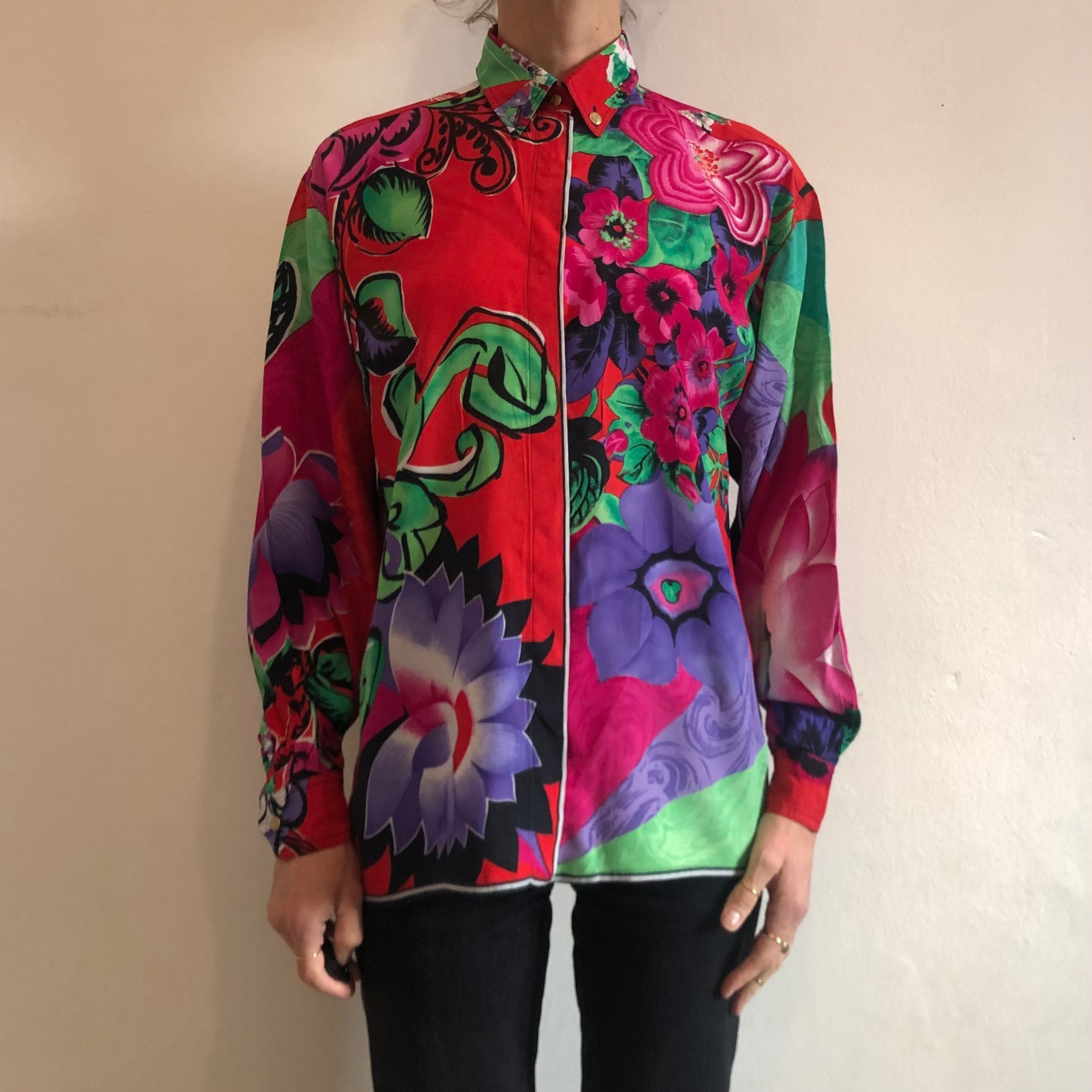 90s Versace Jeans Couture Unisex Wild Multi Color Oversize