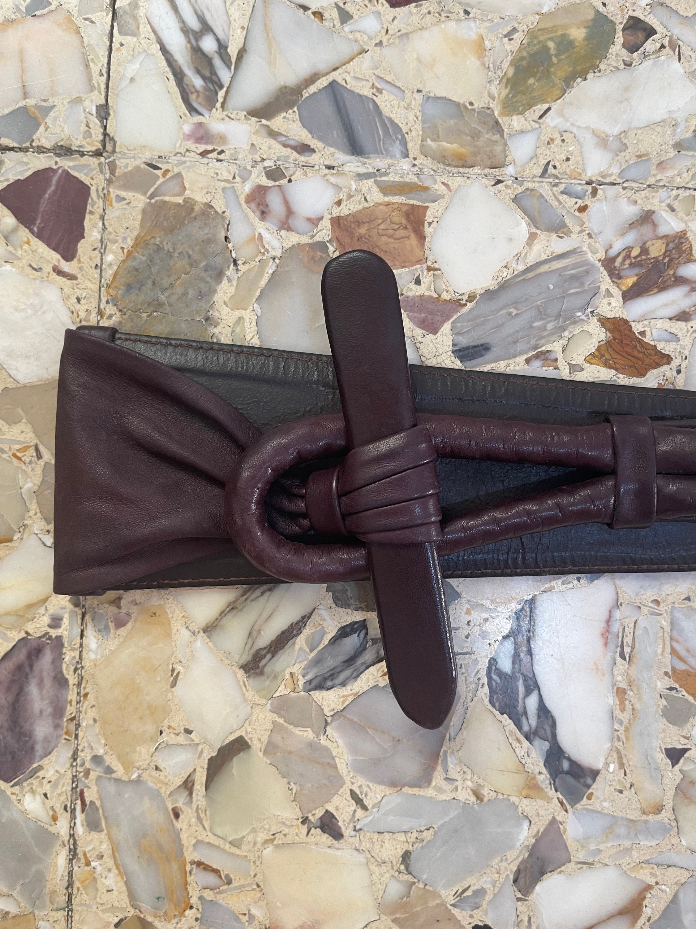 Vintage 1990\'s State Of Claude Montana Slim Green Leather Gunmetal Buckle Belt Claude Montana for Idéal-Cuir Late  main image 4