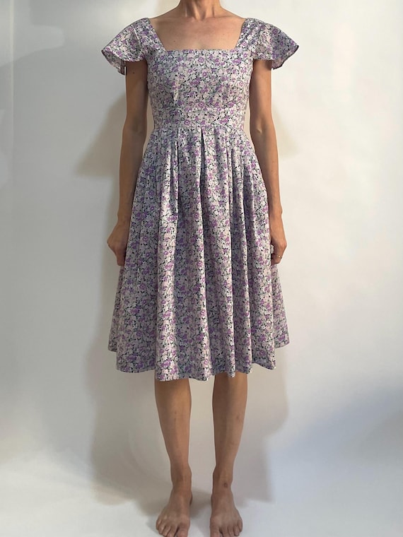 Cacharel, 00s Cacharel Liberty Low Cut Back Floral Summer Pretty Cotton Dress