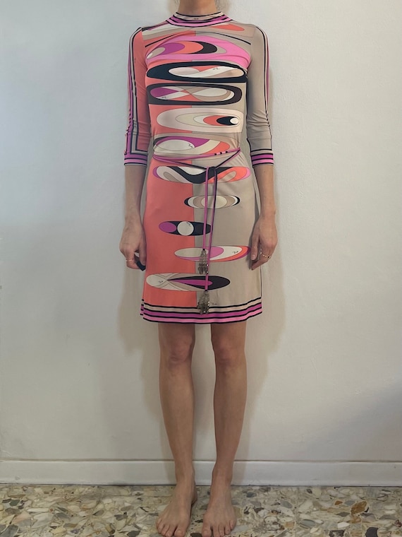 Y2K Emilio Pucci Archive Silk Jersey Dream Mod Psychedelic Dress