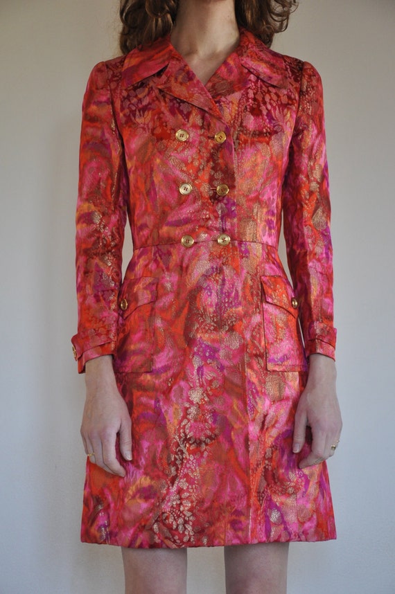 60s Psychedelic pink and gold tapestry jacket, Se… - image 4