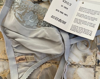 90年代 La Perla シルク レース ブラ スカイブルー ランジェリー