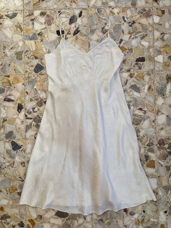 30s White Silk Bias Cut Minimalist Slip Dress Ent… - image 6