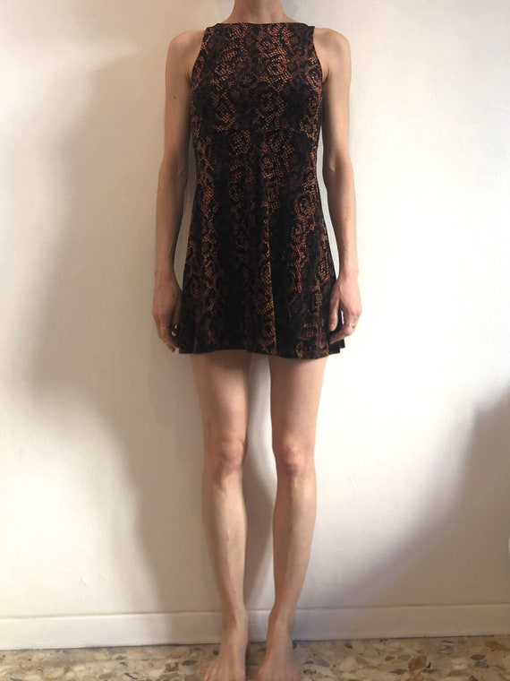 90s Betsey Johnson Velvet Snake Skin Made in USA Sexy Racer Back